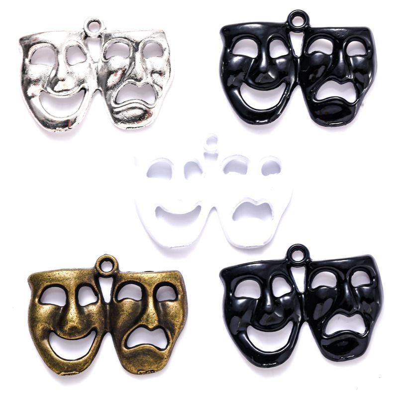 1 PCS Comedy Tragedy Mask Jewelry Making Findings Charm 22x29mm