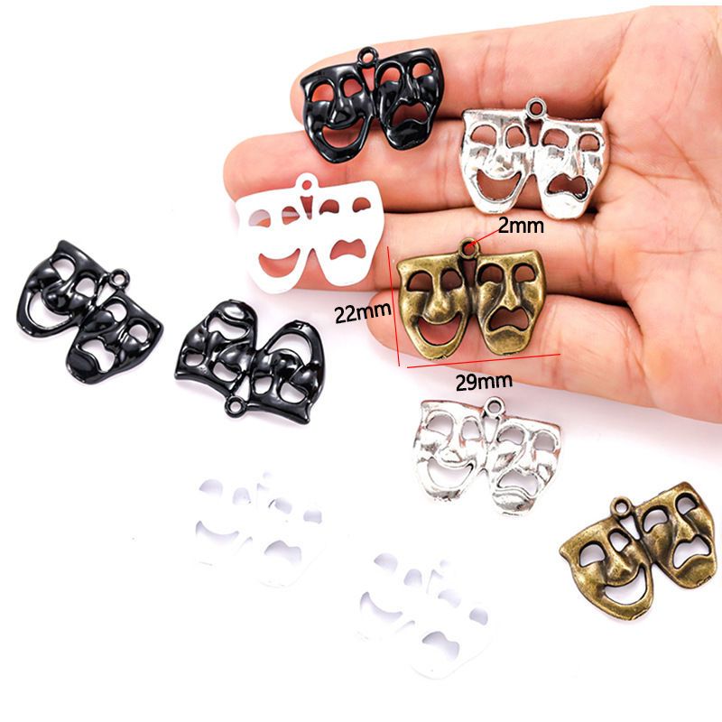 1 PCS Comedy Tragedy Mask Jewelry Making Findings Charm 22x29mm