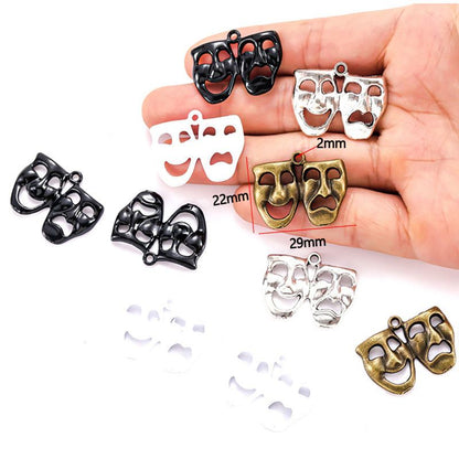 1 PCS Comedy Tragedy Mask Jewelry Making Findings Charm 22x29mm