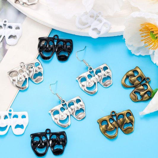 1 PCS Comedy Tragedy Mask Jewelry Making Findings Charm 22x29mm