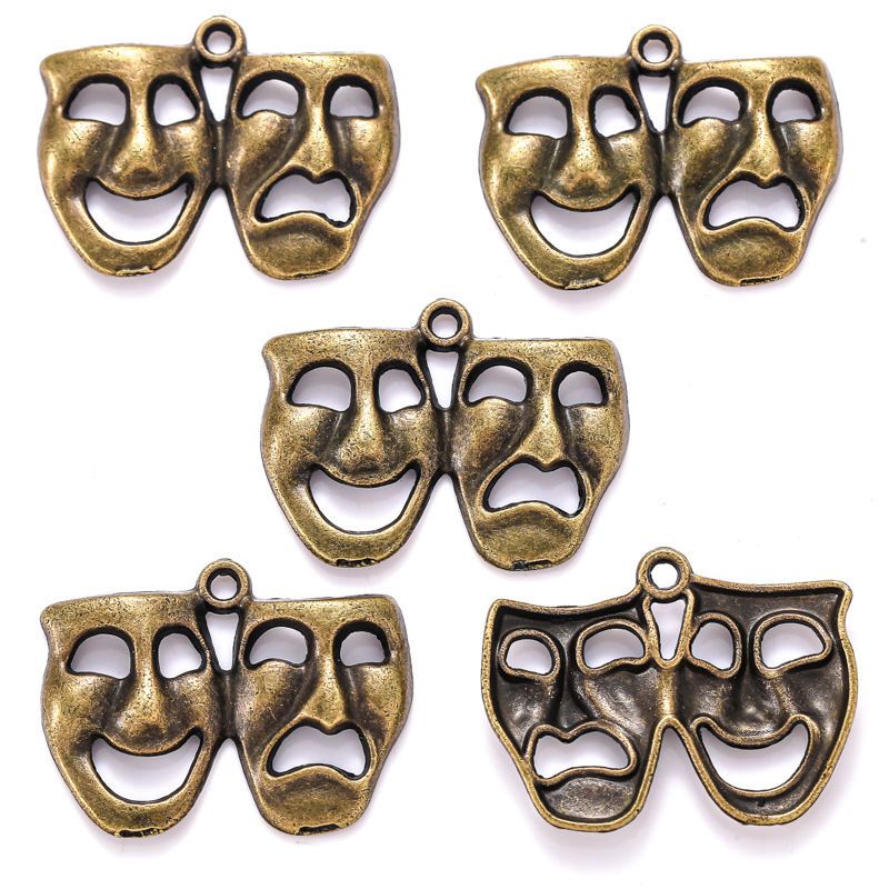 1 PCS Comedy Tragedy Mask Jewelry Making Findings Charm 22x29mm