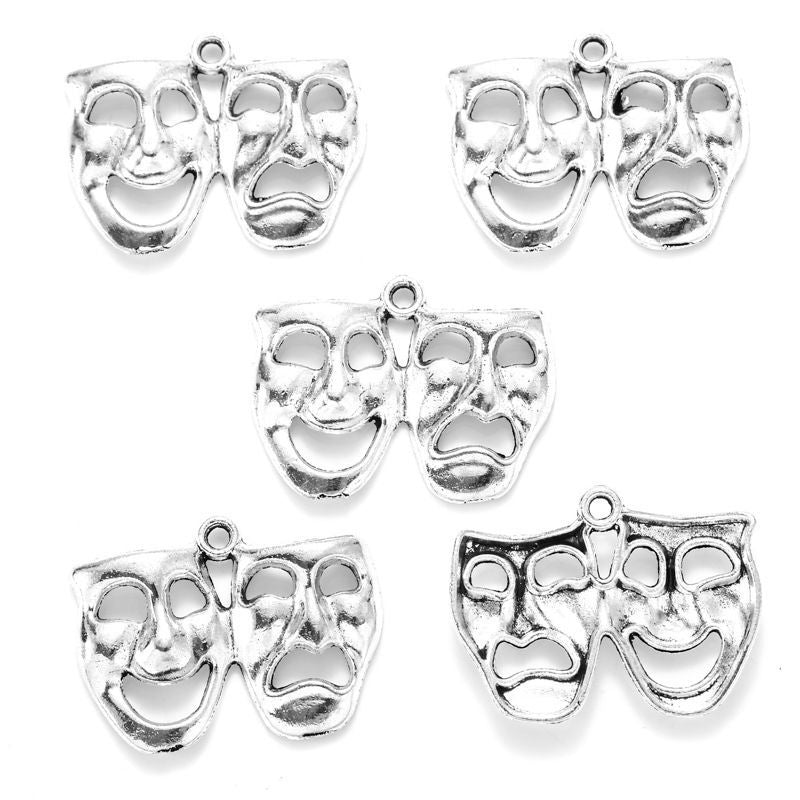 1 PCS Comedy Tragedy Mask Jewelry Making Findings Charm 22x29mm