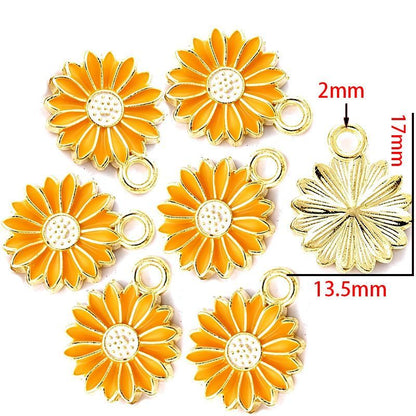 10PCS Colorful Flower Jewelry Making Findings Charm 14x14mm