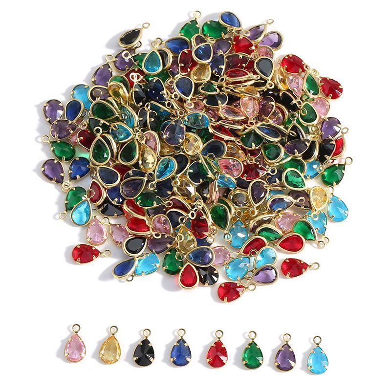 20PCS Multi Color Crystal Teardrop Charm For Jewelry Making