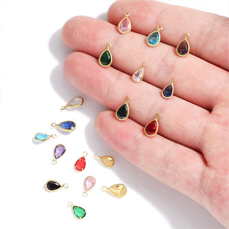 20PCS Multi Color Crystal Teardrop Charm For Jewelry Making