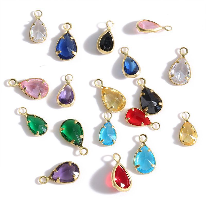 20PCS Multi Color Crystal Teardrop Charm For Jewelry Making