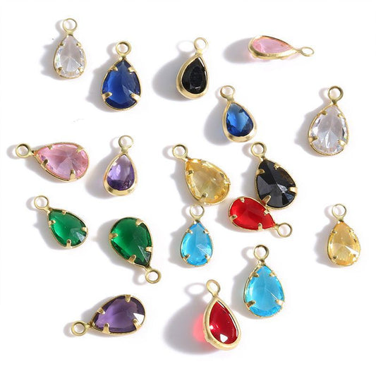 20PCS Multi Color Crystal Teardrop Charm For Jewelry Making
