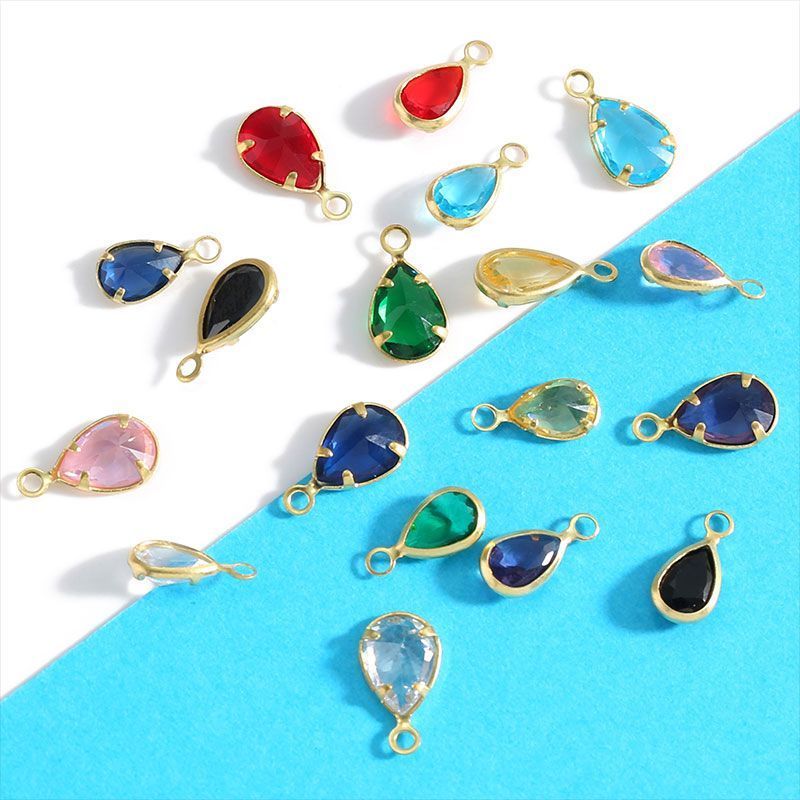 20PCS Multi Color Crystal Teardrop Charm For Jewelry Making
