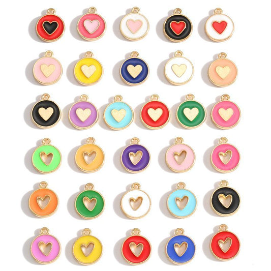 5PCS Colorful Hearts Design Jewelry Making Findings Charm 12x12mm