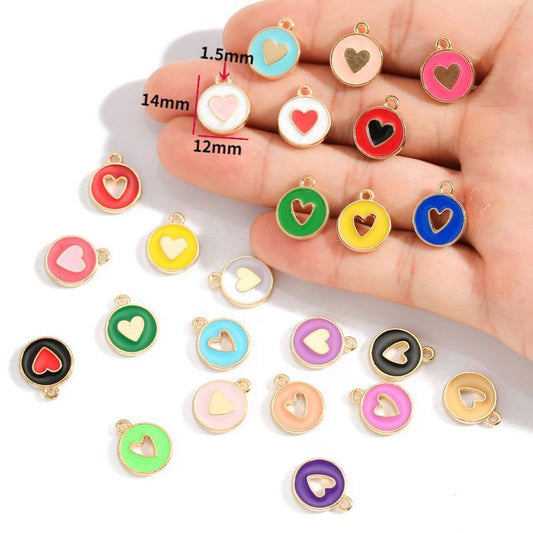5PCS Colorful Hearts Design Jewelry Making Findings Charm 12x12mm