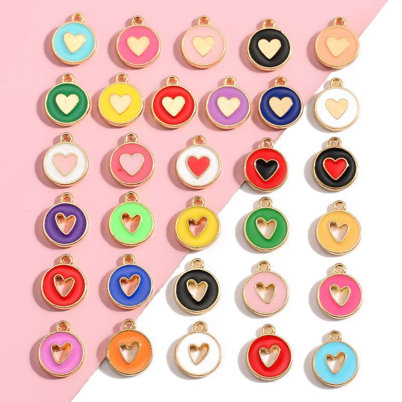 5PCS Colorful Hearts Design Jewelry Making Findings Charm 12x12mm