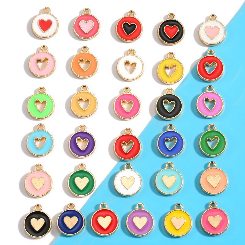 5PCS Colorful Hearts Design Jewelry Making Findings Charm 12x12mm