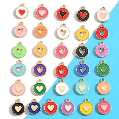 5PCS Colorful Hearts Design Jewelry Making Findings Charm 12x12mm