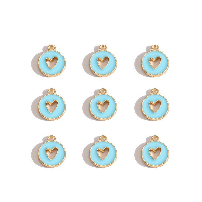 5PCS Colorful Hearts Design Jewelry Making Findings Charm 12x12mm