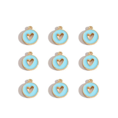 5PCS Colorful Hearts Design Jewelry Making Findings Charm 12x12mm