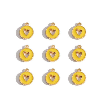 5PCS Colorful Hearts Design Jewelry Making Findings Charm 12x12mm