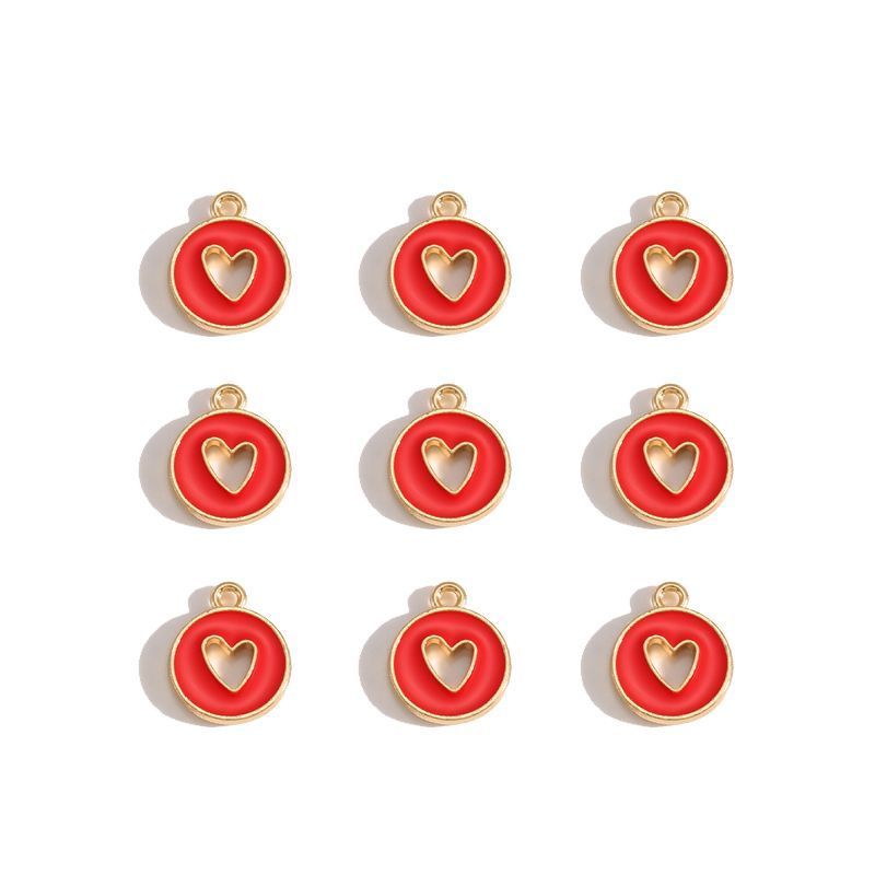 5PCS Colorful Hearts Design Jewelry Making Findings Charm 12x12mm
