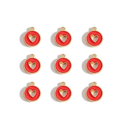 5PCS Colorful Hearts Design Jewelry Making Findings Charm 12x12mm