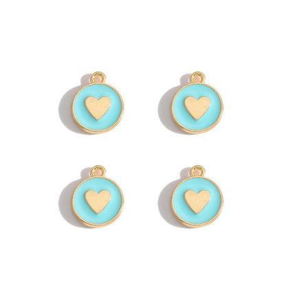 5PCS Colorful Hearts Design Jewelry Making Findings Charm 12x12mm