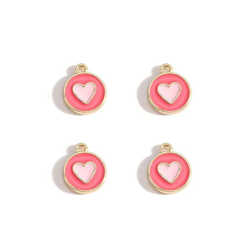 5PCS Colorful Hearts Design Jewelry Making Findings Charm 12x12mm