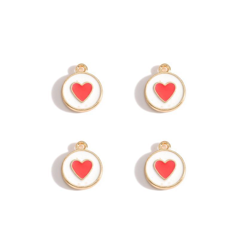 5PCS Colorful Hearts Design Jewelry Making Findings Charm 12x12mm
