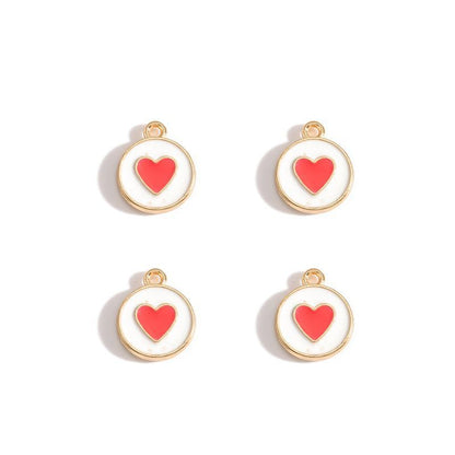 5PCS Colorful Hearts Design Jewelry Making Findings Charm 12x12mm