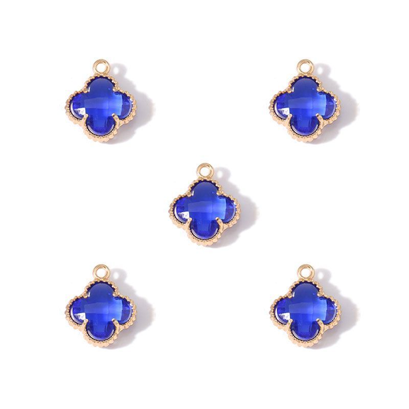 5PCS Colorful Crystal Clover Jewelry Making Findings Charm 13x13mm