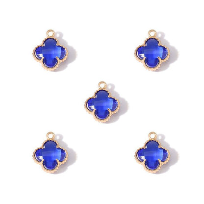 5PCS Colorful Crystal Clover Jewelry Making Findings Charm 13x13mm