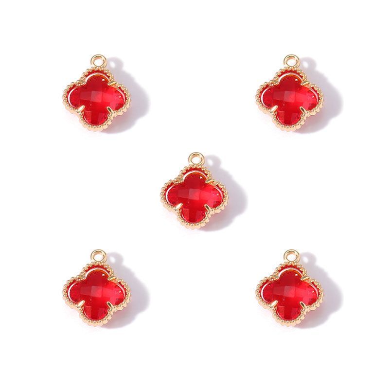 5PCS Colorful Crystal Clover Jewelry Making Findings Charm 13x13mm