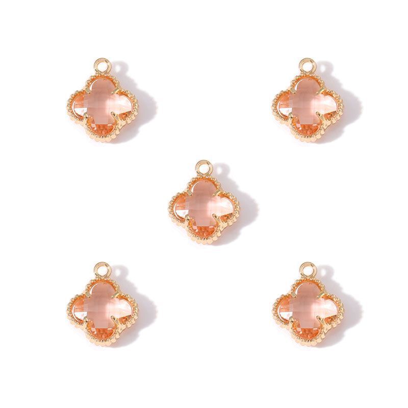 5PCS Colorful Crystal Clover Jewelry Making Findings Charm 13x13mm