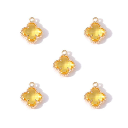 5PCS Colorful Crystal Clover Jewelry Making Findings Charm 13x13mm