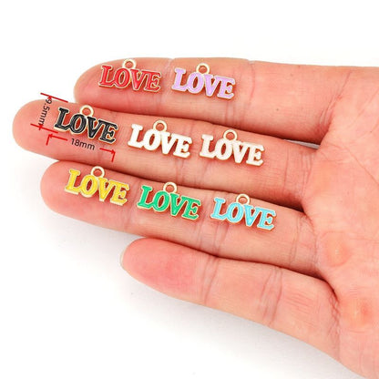 10PCS Colorful Love Jewelry Making Findings Charm 9.5x18mm