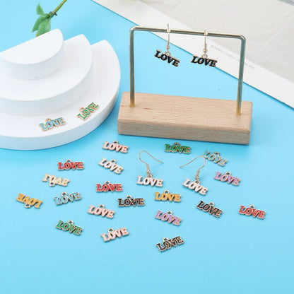 10PCS Colorful Love Jewelry Making Findings Charm 9.5x18mm