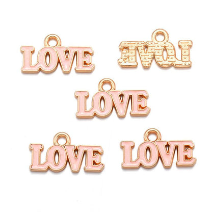 10PCS Colorful Love Jewelry Making Findings Charm 9.5x18mm