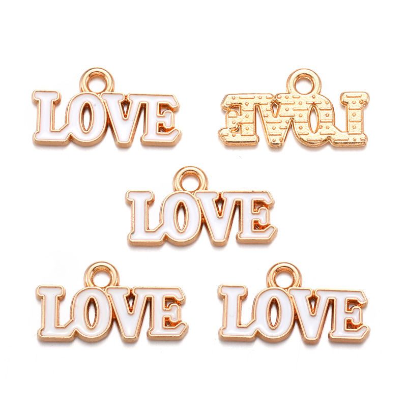 10PCS Colorful Love Jewelry Making Findings Charm 9.5x18mm