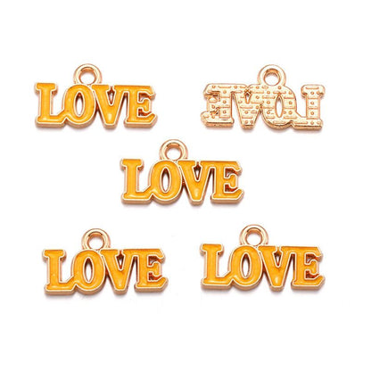 10PCS Colorful Love Jewelry Making Findings Charm 9.5x18mm