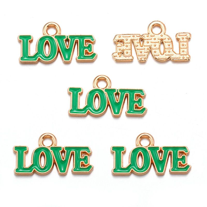 10PCS Colorful Love Jewelry Making Findings Charm 9.5x18mm