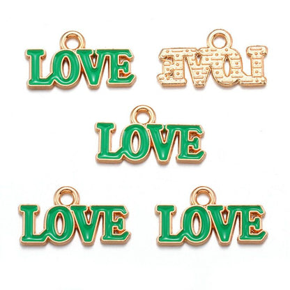 10PCS Colorful Love Jewelry Making Findings Charm 9.5x18mm