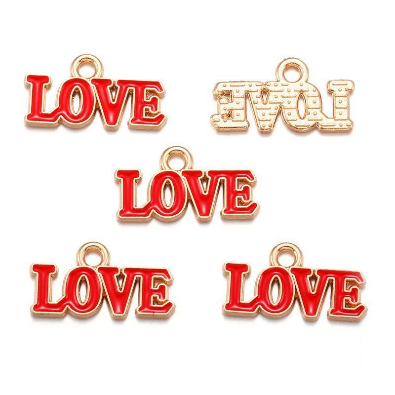 10PCS Colorful Love Jewelry Making Findings Charm 9.5x18mm