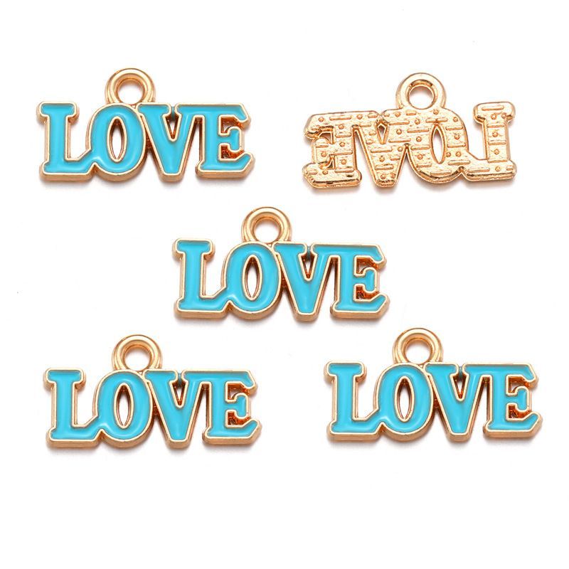 10PCS Colorful Love Jewelry Making Findings Charm 9.5x18mm