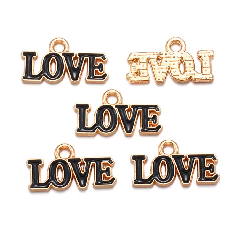 10PCS Colorful Love Jewelry Making Findings Charm 9.5x18mm