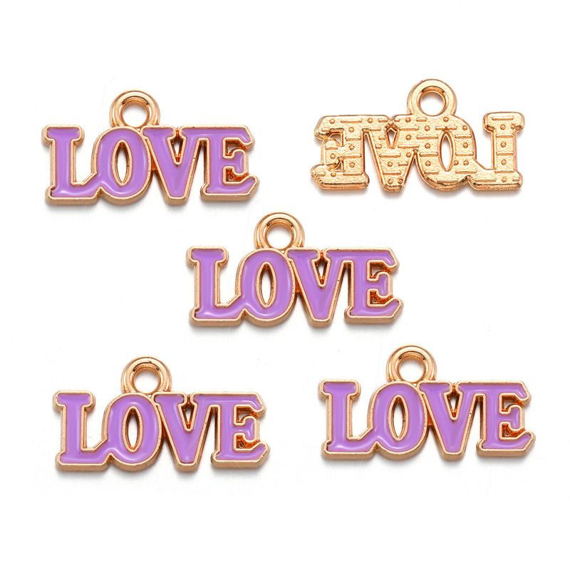 10PCS Colorful Love Jewelry Making Findings Charm 9.5x18mm