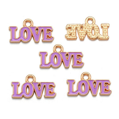 10PCS Colorful Love Jewelry Making Findings Charm 9.5x18mm