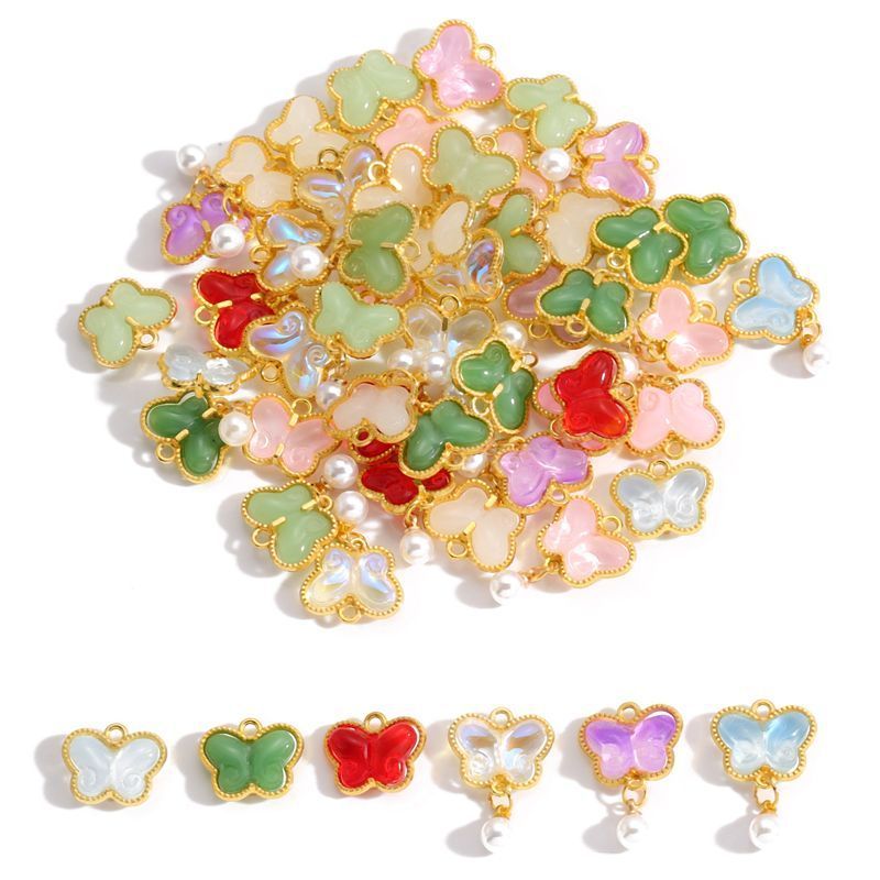 5PCS Colorful Butterfly Design Jewelry Making Findings Charm 14x17mm