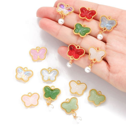 5PCS Colorful Butterfly Design Jewelry Making Findings Charm 14x17mm