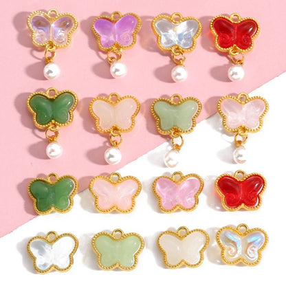 5PCS Colorful Butterfly Design Jewelry Making Findings Charm 14x17mm