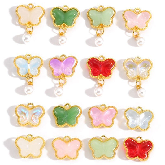 5PCS Colorful Butterfly Design Jewelry Making Findings Charm 14x17mm