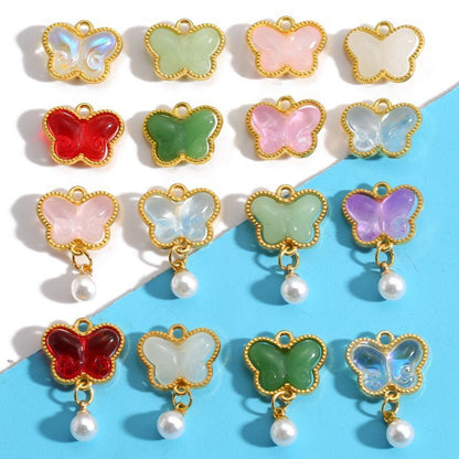 5PCS Colorful Butterfly Design Jewelry Making Findings Charm 14x17mm