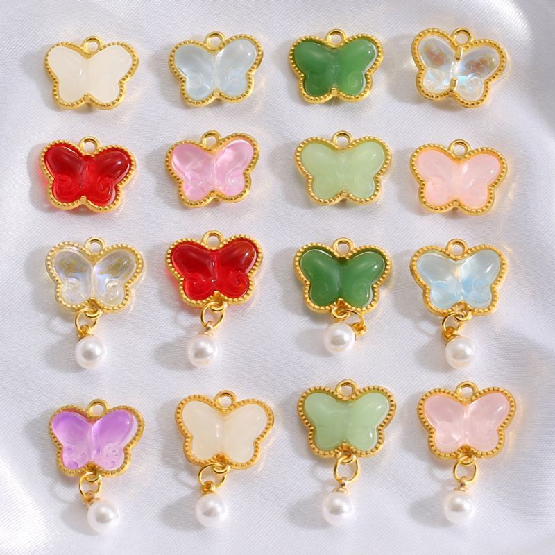 5PCS Colorful Butterfly Design Jewelry Making Findings Charm 14x17mm