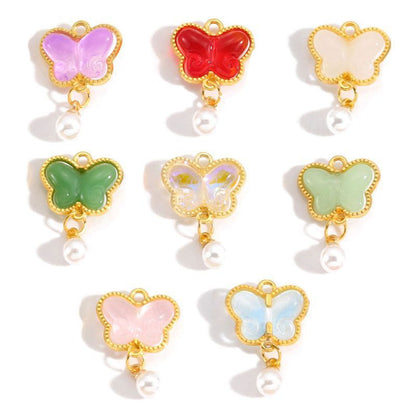 5PCS Colorful Butterfly Design Jewelry Making Findings Charm 14x17mm